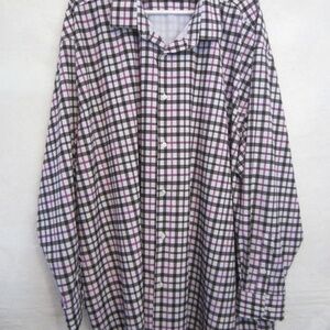 Shaquille O'Neal XLG Long Sleeve Button Black/White/Maroon Dress Shirt